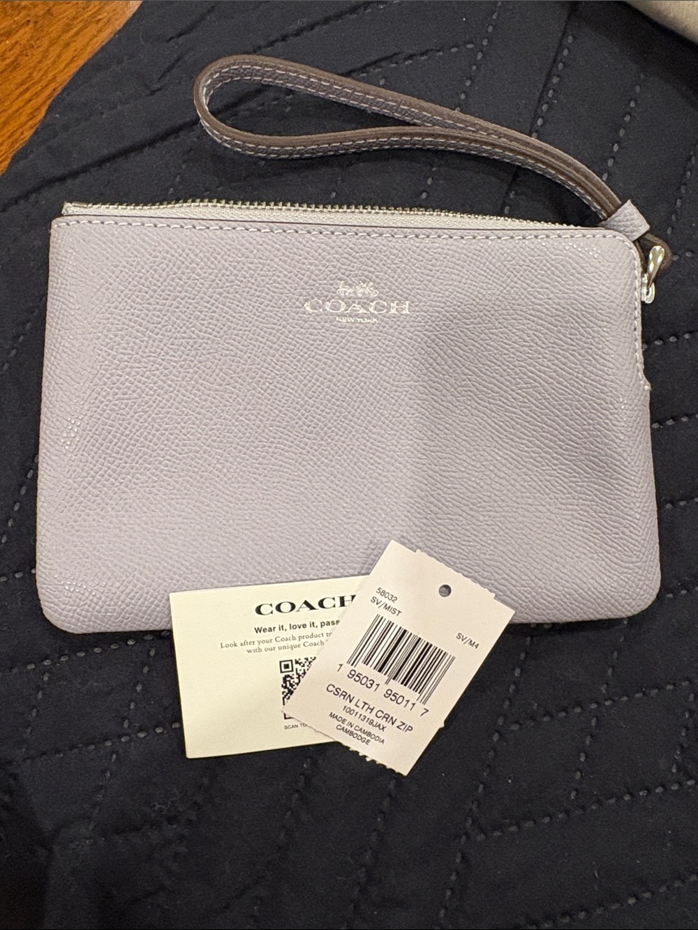 Coach Pebbled Leather Wristlet in Light purple. With tags never used